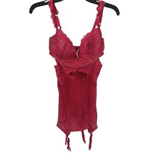 Women's Victoria's Secret One Piece Lingerie Pink Lace New With Tags Size 34 D